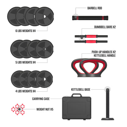 Interchangeable Dumbbell Barbell and Kettlebell Weight Set