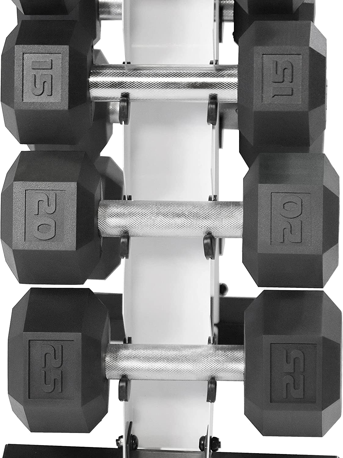 5-25Lb Rubber Dumbbell Set - Includes Frame Storage